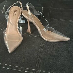 New INC Nude/Clear Heels. Size 6.5
